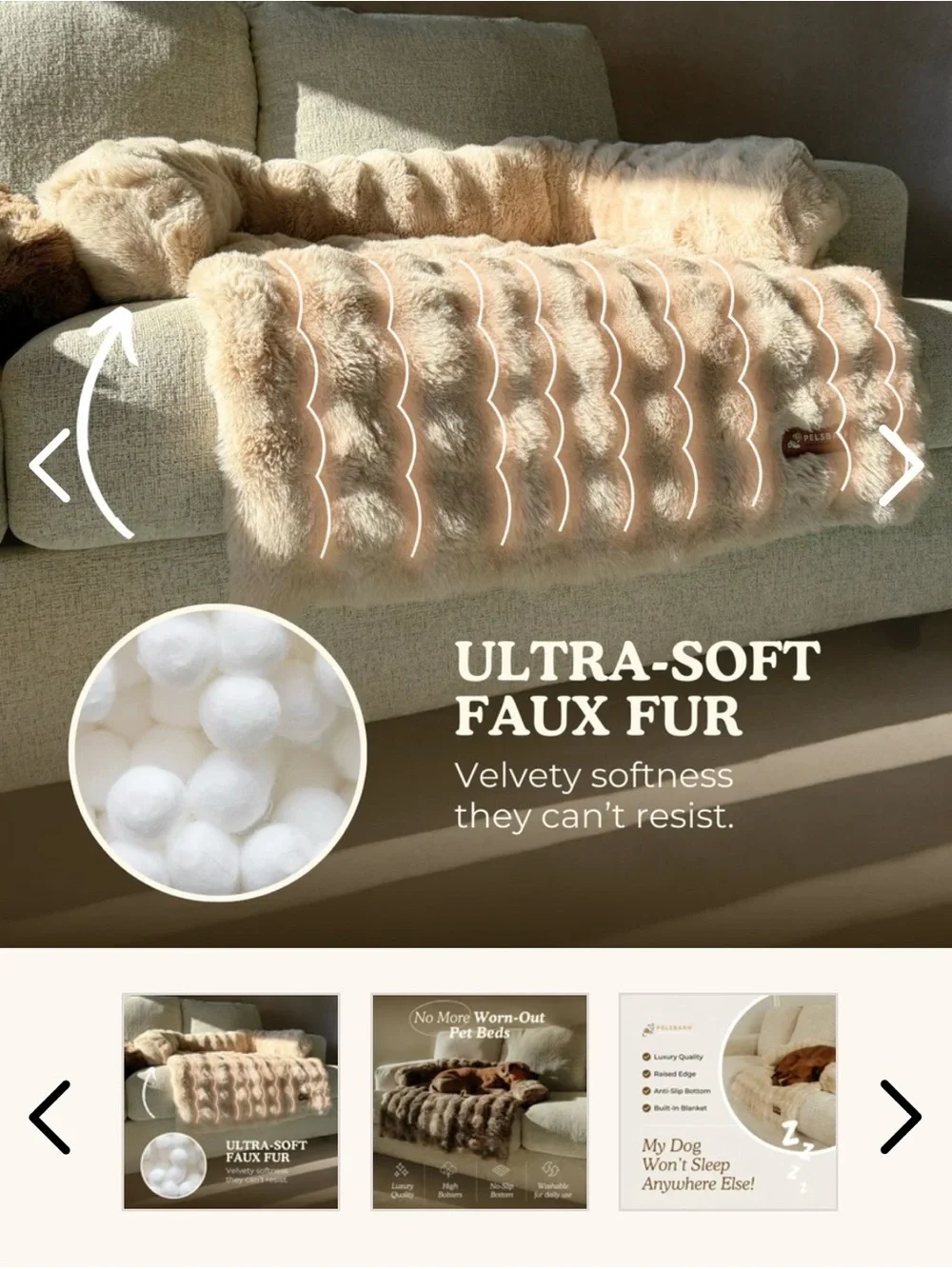 Pelsbarn Luxurious Brown Faux Fur Throw Blanket